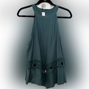 ASTR teal handkerchief style halter-neck tank